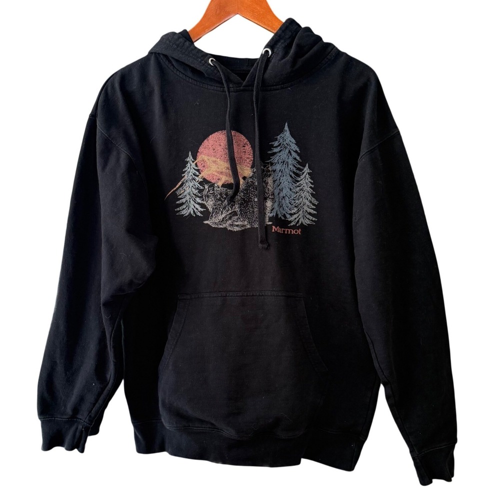Marmot Black Mountain Landscape Graphic Hoodie Men's Size Large - Picture 8 of 8